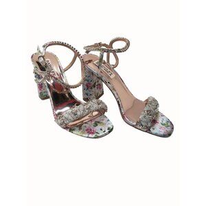 Badlgley Mischka Womens Sandal Blue Floral Padded Tanisha Block Heel Sandal NIB